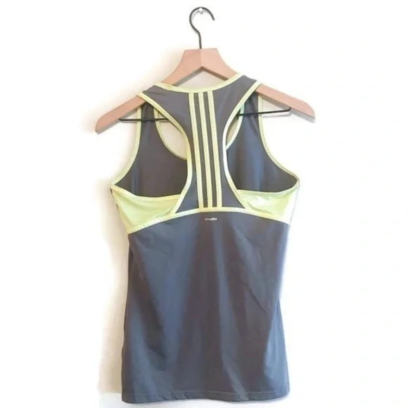 Adidas Grey Yellow Racerback Tank Tops Small - Picture 2 of 6